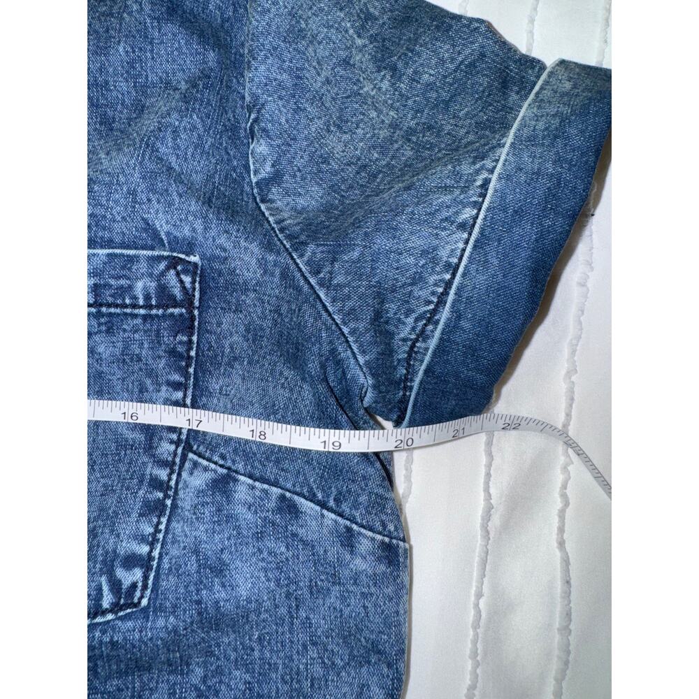KUT Denim Shirt Dress Women's Large Blue Cotton Linen Raw Hem Festival Western - Picture 14 of 15